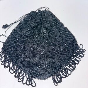 Antique Black Beaded Purse